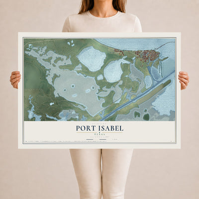 Map of Port Isabel, Texas, 24 x 36 inch unframed archival matte print