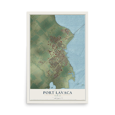 Map of Port Lavaca, Texas, 12 x 18 inch unframed archival matte print