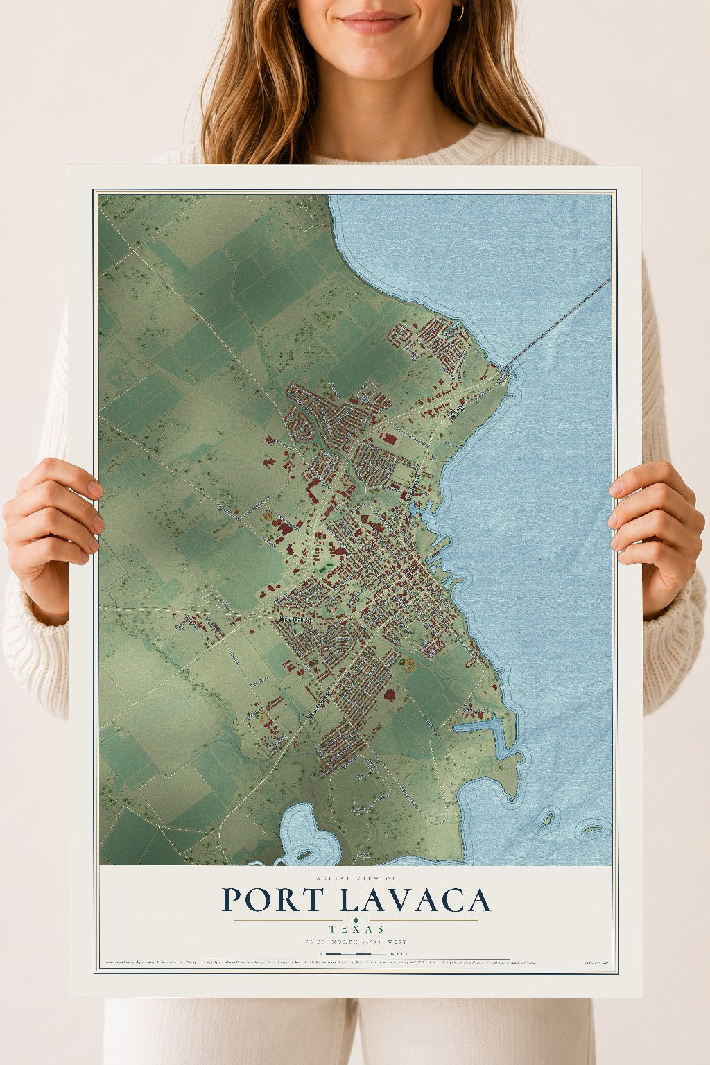 Map of Port Lavaca, Texas, 18 x 24 inch unframed archival matte print