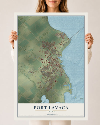 Map of Port Lavaca, Texas, 24 x 36 inch unframed archival matte print