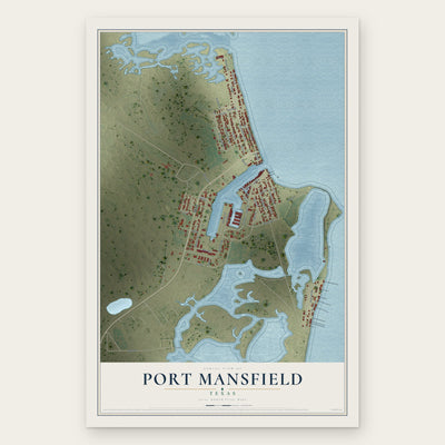 Port Mansfield, Texas map print, the full design