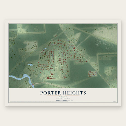 Porter Heights, Texas map print, the full design