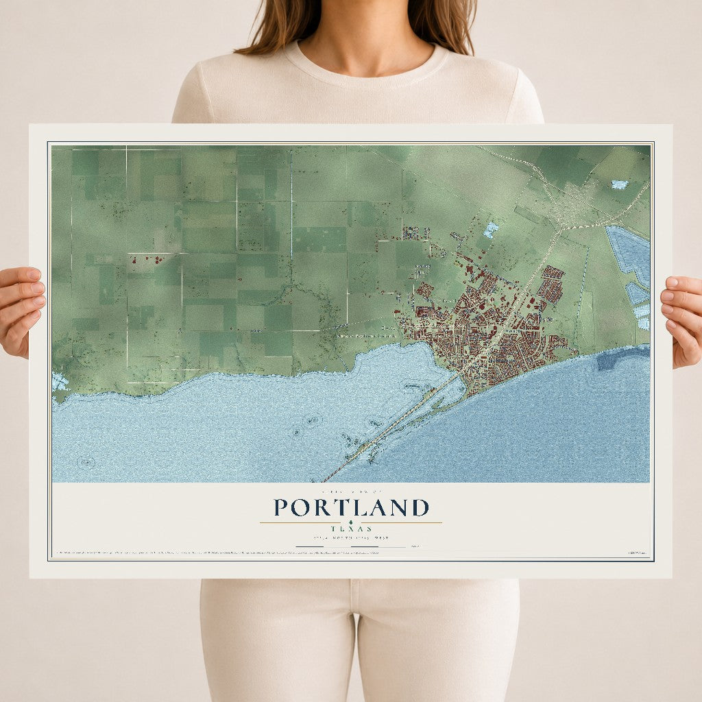 Map of Portland, Texas, 18 x 24 inch unframed archival matte print