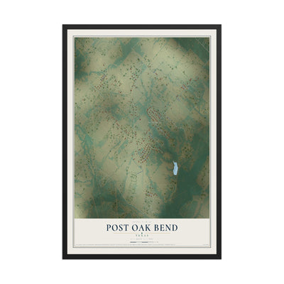Map of Post Oak Bend, Texas, 12 x 18 inch print in a black wood frame