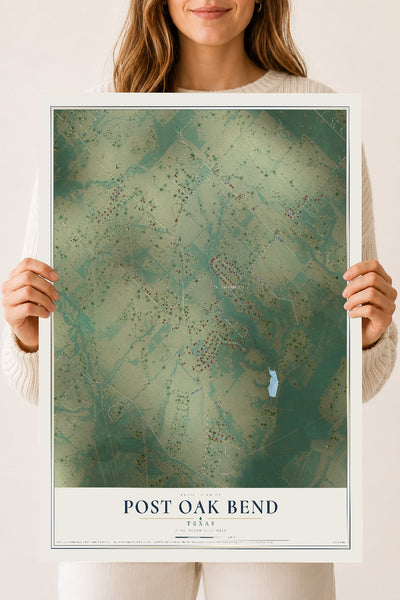 Map of Post Oak Bend, Texas, 18 x 24 inch unframed archival matte print