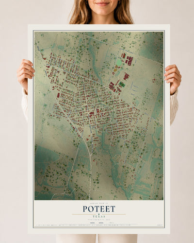 Map of Poteet, Texas, 24 x 36 inch unframed archival matte print
