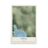 Map of Powell, Texas, 12 x 18 inch unframed archival matte print
