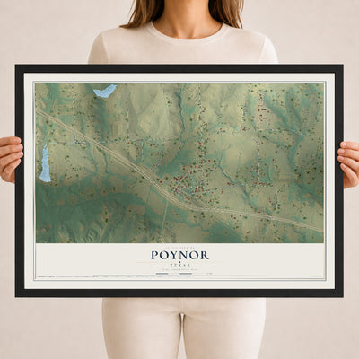 Map of Poynor, Texas, 18 x 24 inch print in a black wood frame