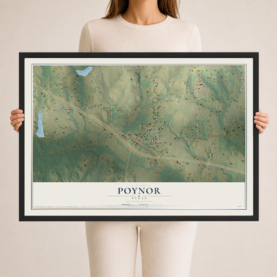 Map of Poynor, Texas, 24 x 36 inch print in a black wood frame