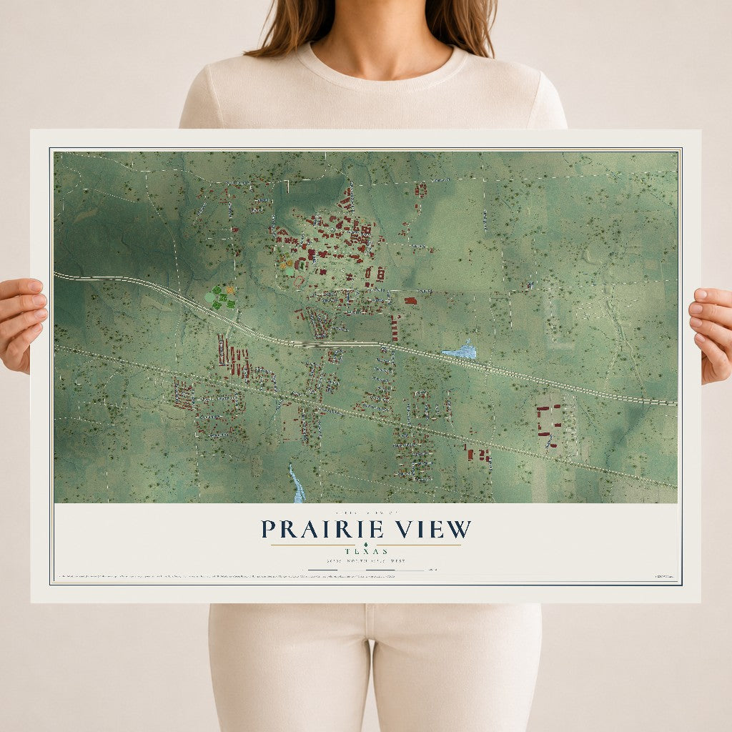 Map of Prairie View, Texas, 18 x 24 inch unframed archival matte print