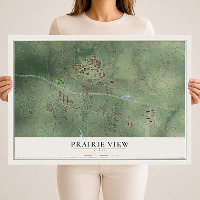 Map of Prairie View, Texas, 18 x 24 inch unframed archival matte print