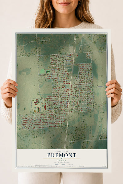 Map of Premont, Texas, 18 x 24 inch unframed archival matte print