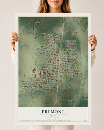 Map of Premont, Texas, 24 x 36 inch unframed archival matte print