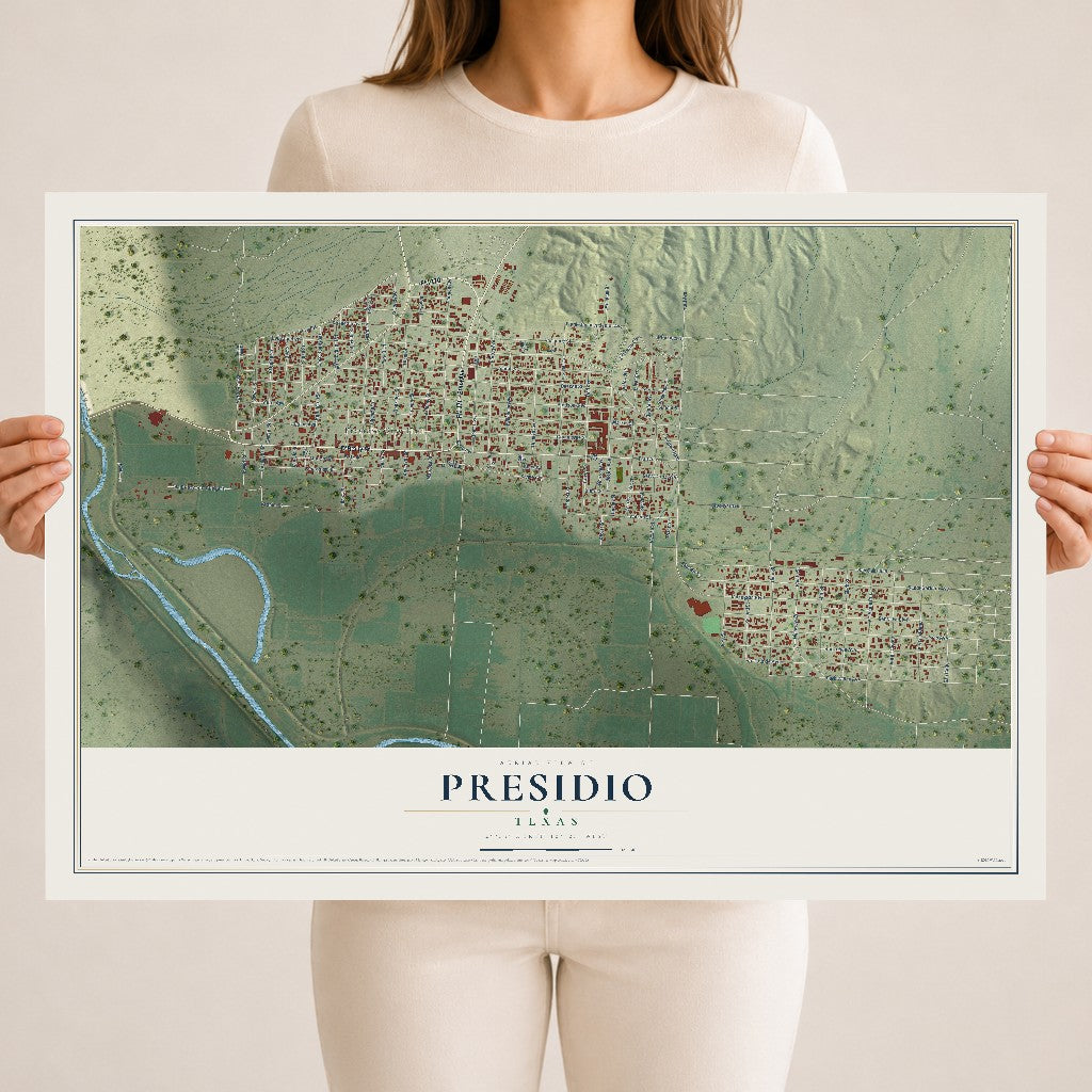 Map of Presidio, Texas, 18 x 24 inch unframed archival matte print