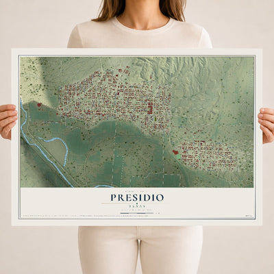 Map of Presidio, Texas, 18 x 24 inch unframed archival matte print