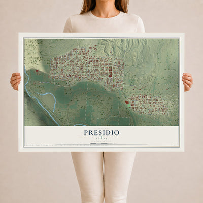 Map of Presidio, Texas, 24 x 36 inch unframed archival matte print