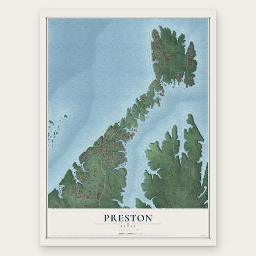 Preston, Texas map print, the full design