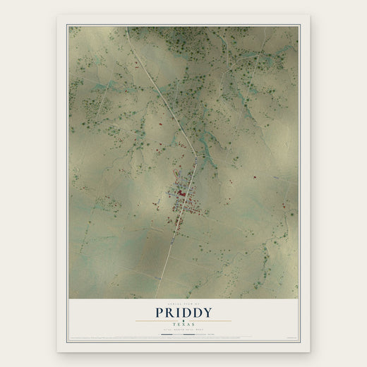 Priddy, Texas map print, the full design
