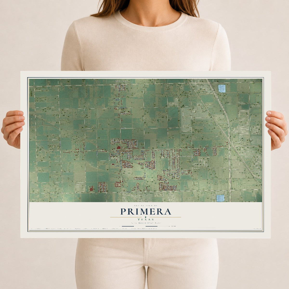 Map of Primera, Texas, 12 x 18 inch unframed archival matte print
