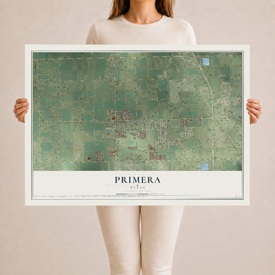 Map of Primera, Texas, 24 x 36 inch unframed archival matte print