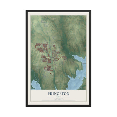 Map of Princeton, Texas, 12 x 18 inch print in a black wood frame