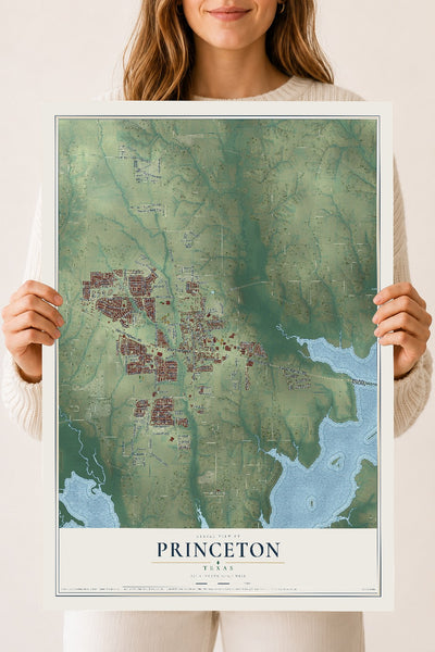 Map of Princeton, Texas, 18 x 24 inch unframed archival matte print