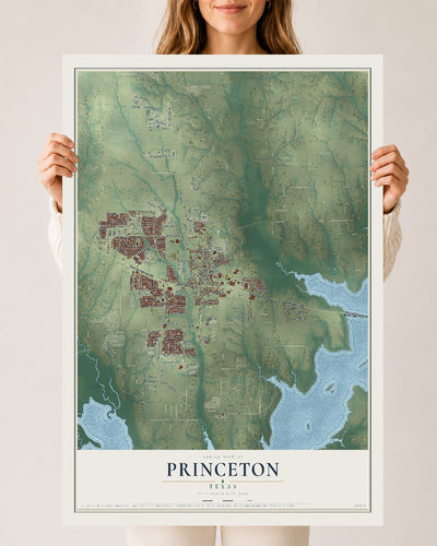 Map of Princeton, Texas, 24 x 36 inch unframed archival matte print