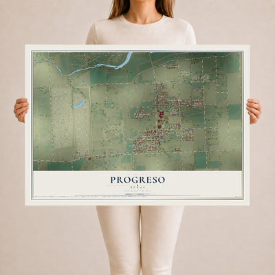 Map of Progreso, Texas, 24 x 36 inch unframed archival matte print