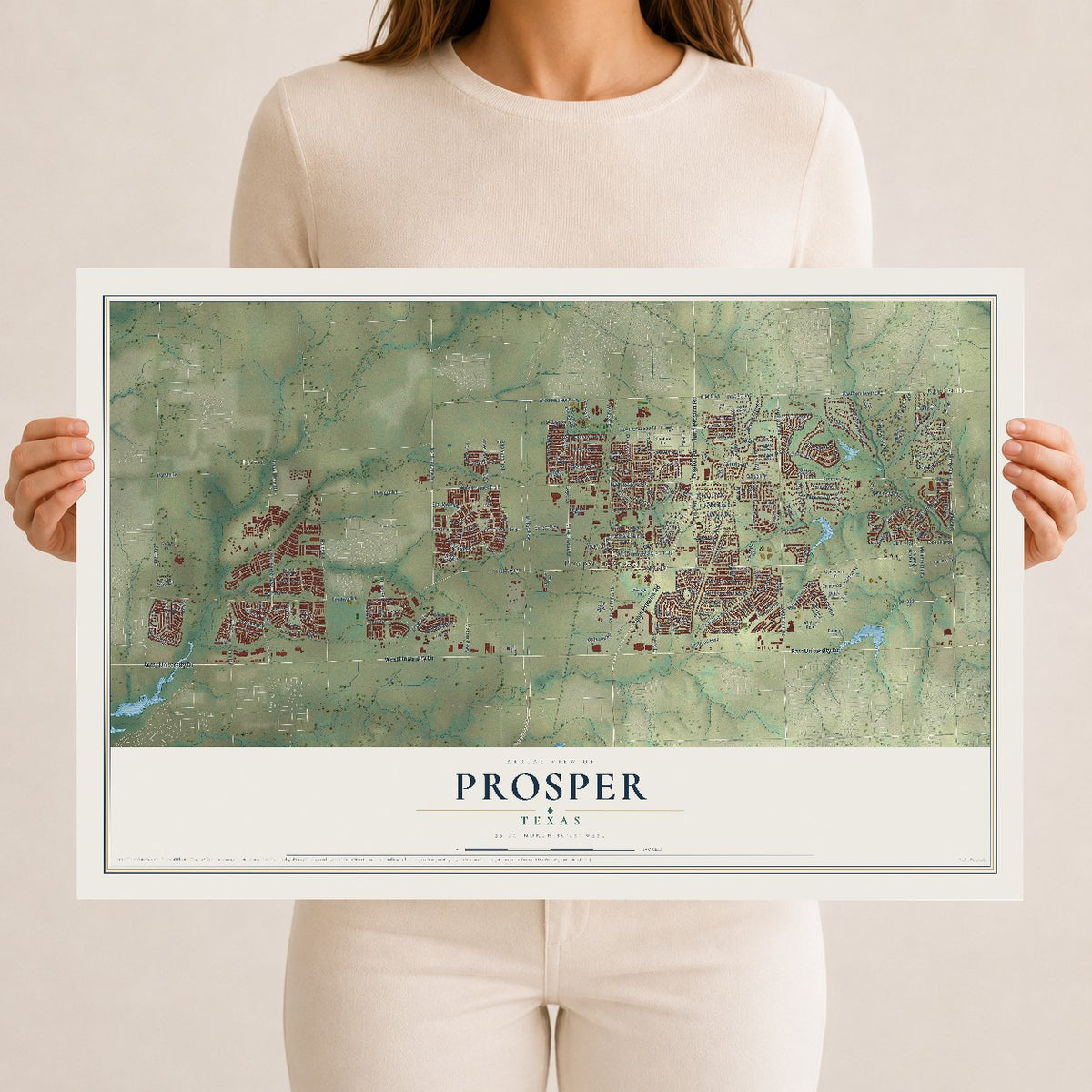 Map of Prosper, Texas, 12 x 18 inch unframed archival matte print
