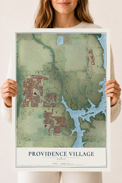 Map of Providence Village, Texas, 18 x 24 inch unframed archival matte print