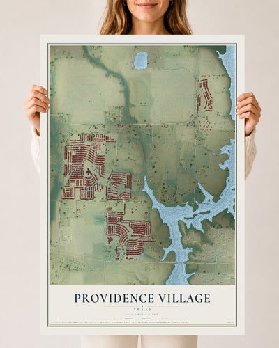 Map of Providence Village, Texas, 24 x 36 inch unframed archival matte print