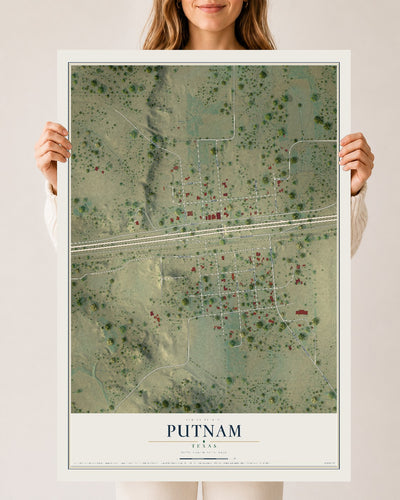 Map of Putnam, Texas, 24 x 36 inch unframed archival matte print