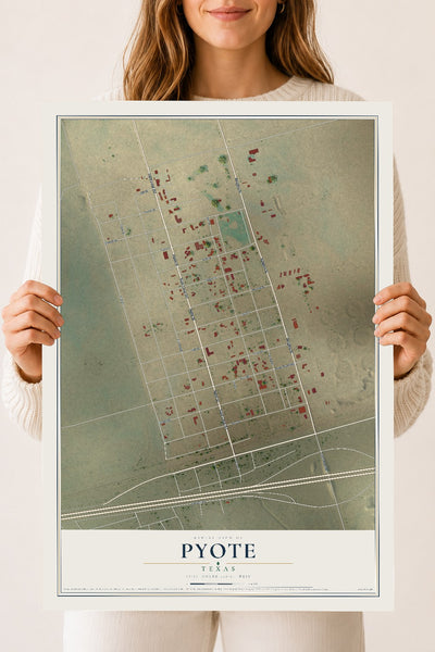Map of Pyote, Texas, 18 x 24 inch unframed archival matte print