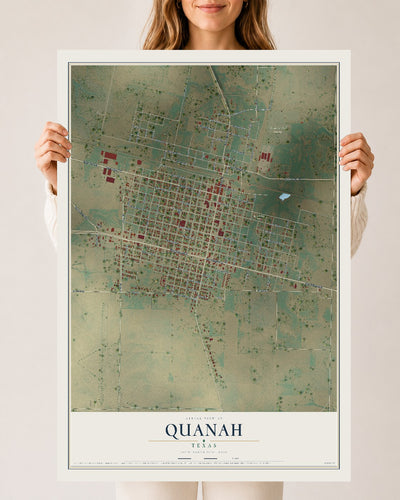 Map of Quanah, Texas, 24 x 36 inch unframed archival matte print
