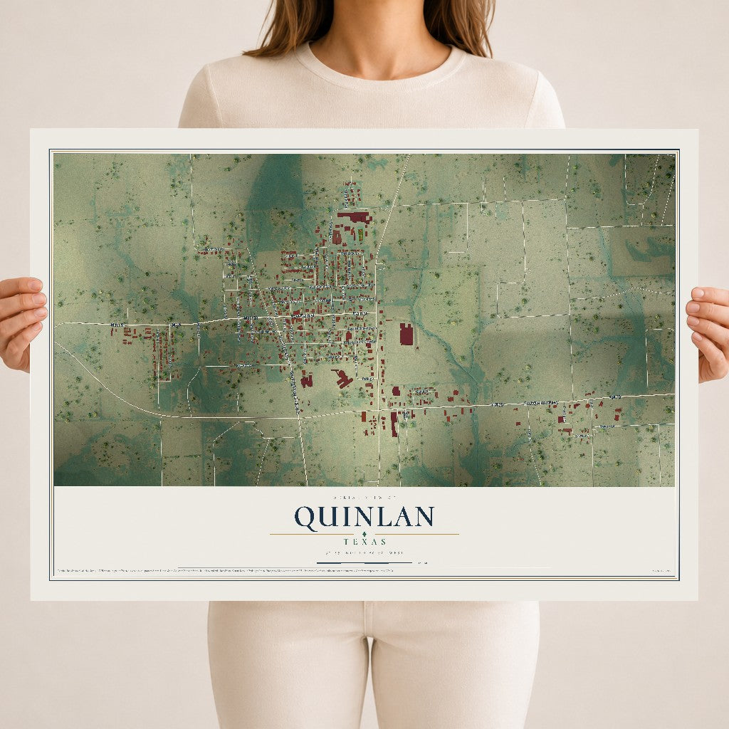 Map of Quinlan, Texas, 18 x 24 inch unframed archival matte print