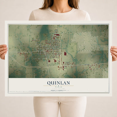 Map of Quinlan, Texas, 18 x 24 inch unframed archival matte print