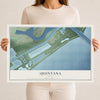 Map of Quintana, Texas, 12 x 18 inch unframed archival matte print