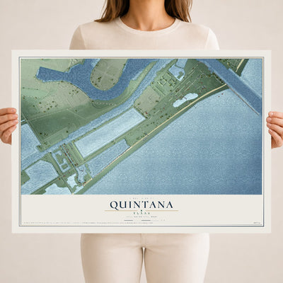 Map of Quintana, Texas, 18 x 24 inch unframed archival matte print