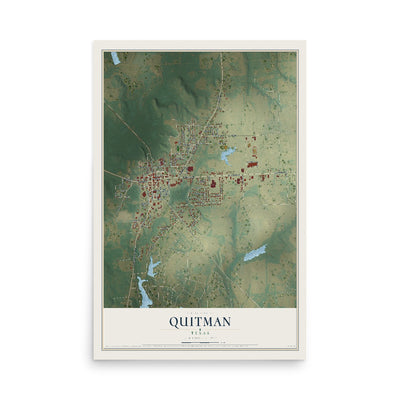 Map of Quitman, Texas, 12 x 18 inch unframed archival matte print