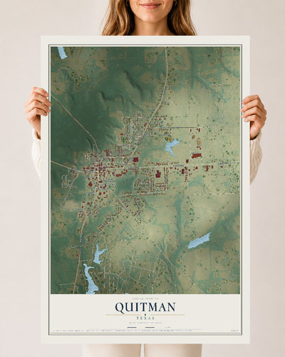 Map of Quitman, Texas, 24 x 36 inch unframed archival matte print