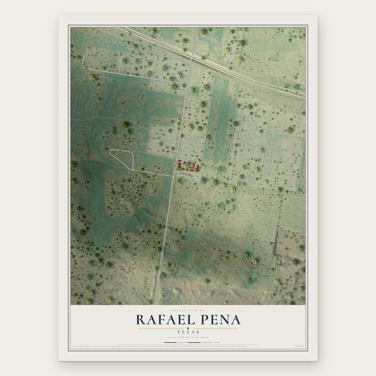 Rafael Pena, Texas map print, the full design
