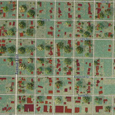 Close-up of the map of Ralls, Texas print showing street and building detail