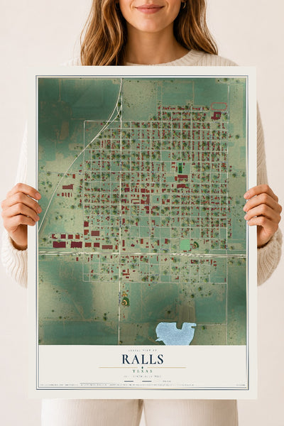Map of Ralls, Texas, 18 x 24 inch unframed archival matte print
