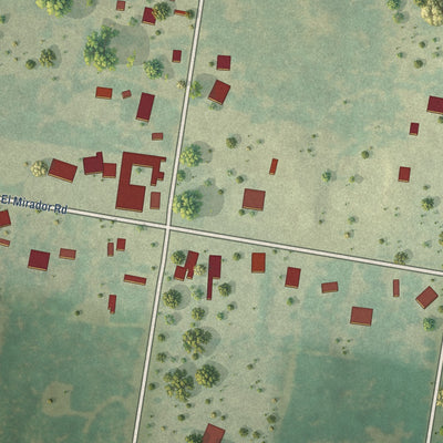 Close-up of the map of Ranchitos del Norte, Texas print showing street and building detail