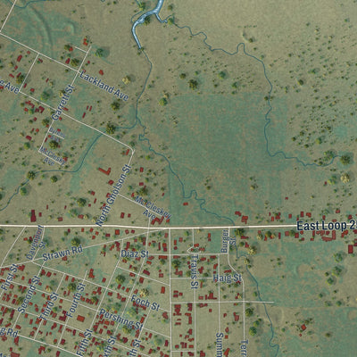 Second close-up of the map of Ranger, Texas print showing more streets and buildings