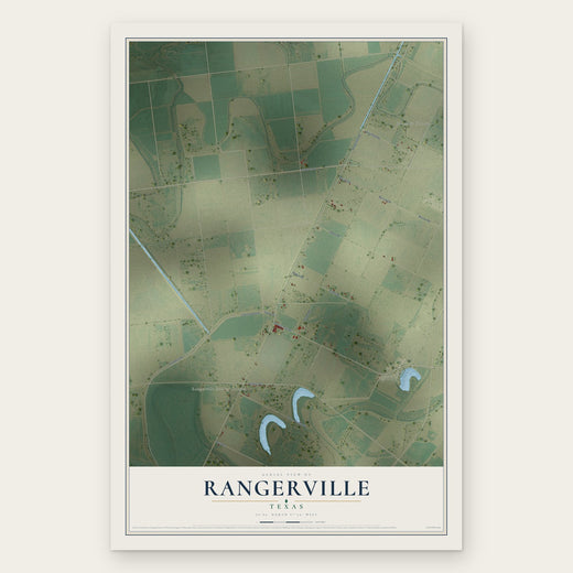 Rangerville, Texas map print, the full design