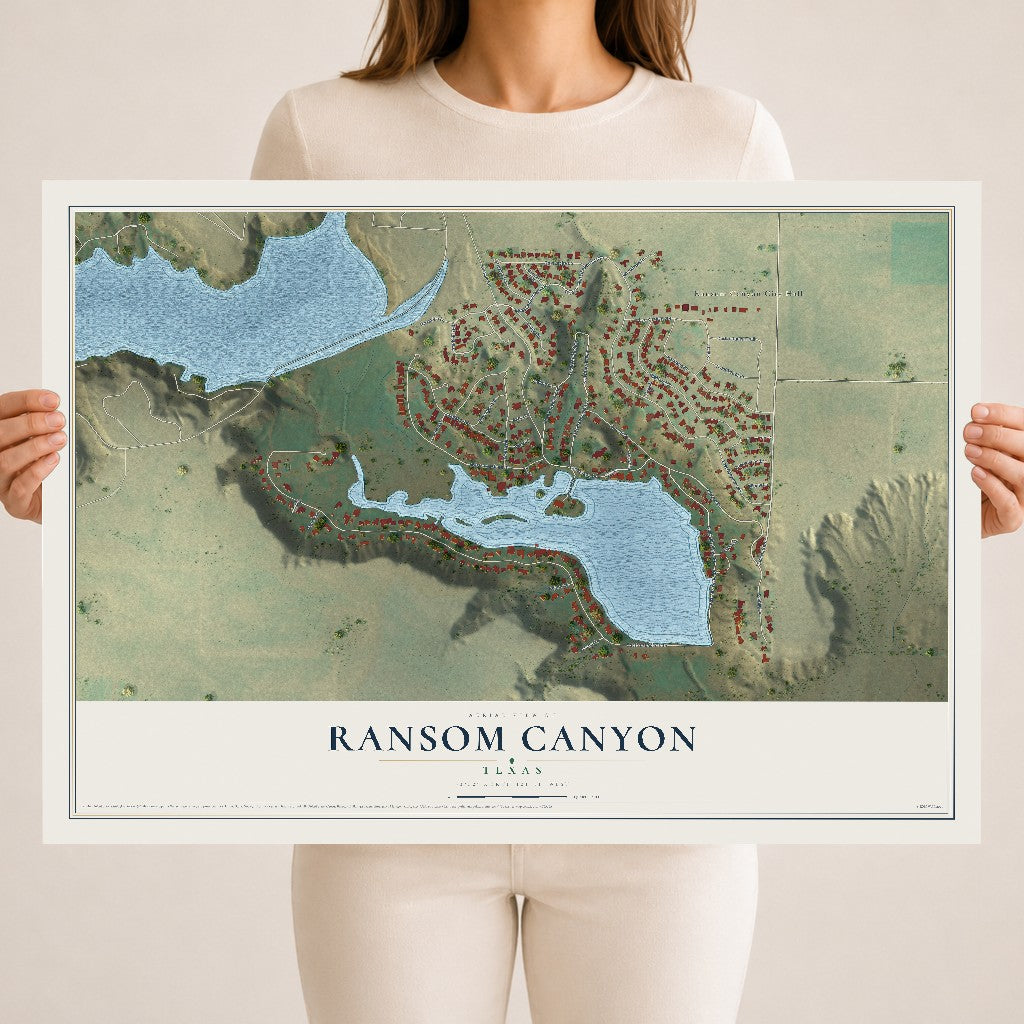 Map of Ransom Canyon, Texas, 18 x 24 inch unframed archival matte print
