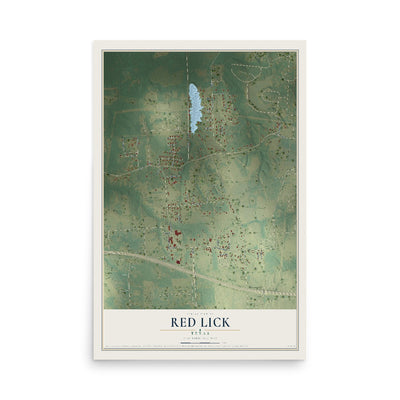 Map of Red Lick, Texas, 12 x 18 inch unframed archival matte print