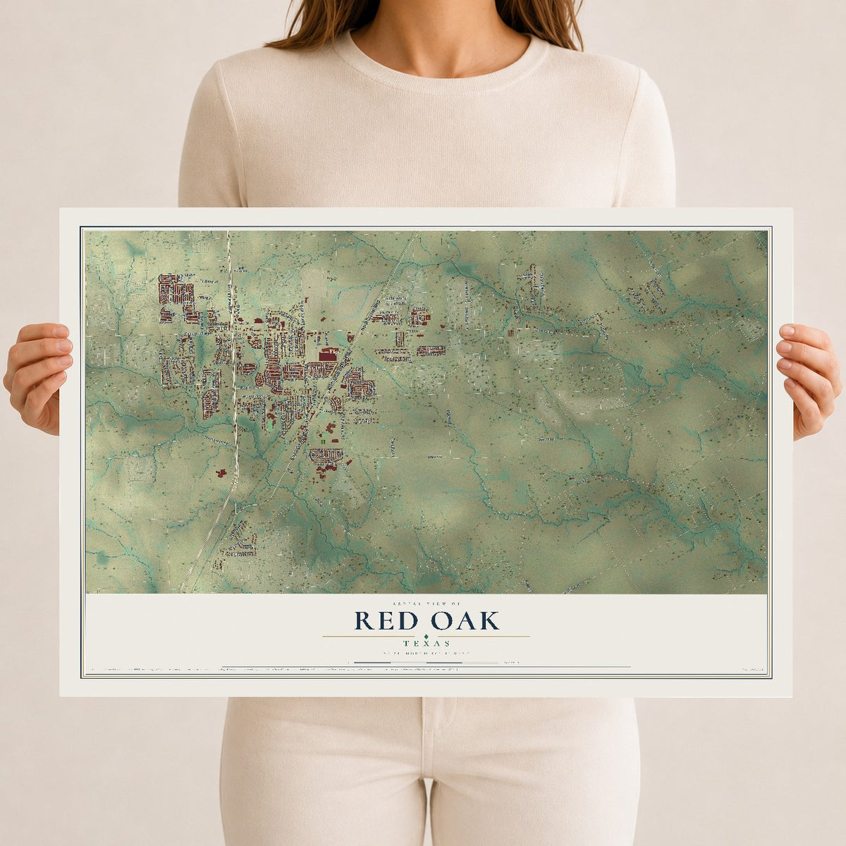 Map of Red Oak, Texas, 12 x 18 inch unframed archival matte print