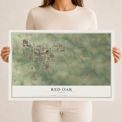 Map of Red Oak, Texas, 12 x 18 inch unframed archival matte print